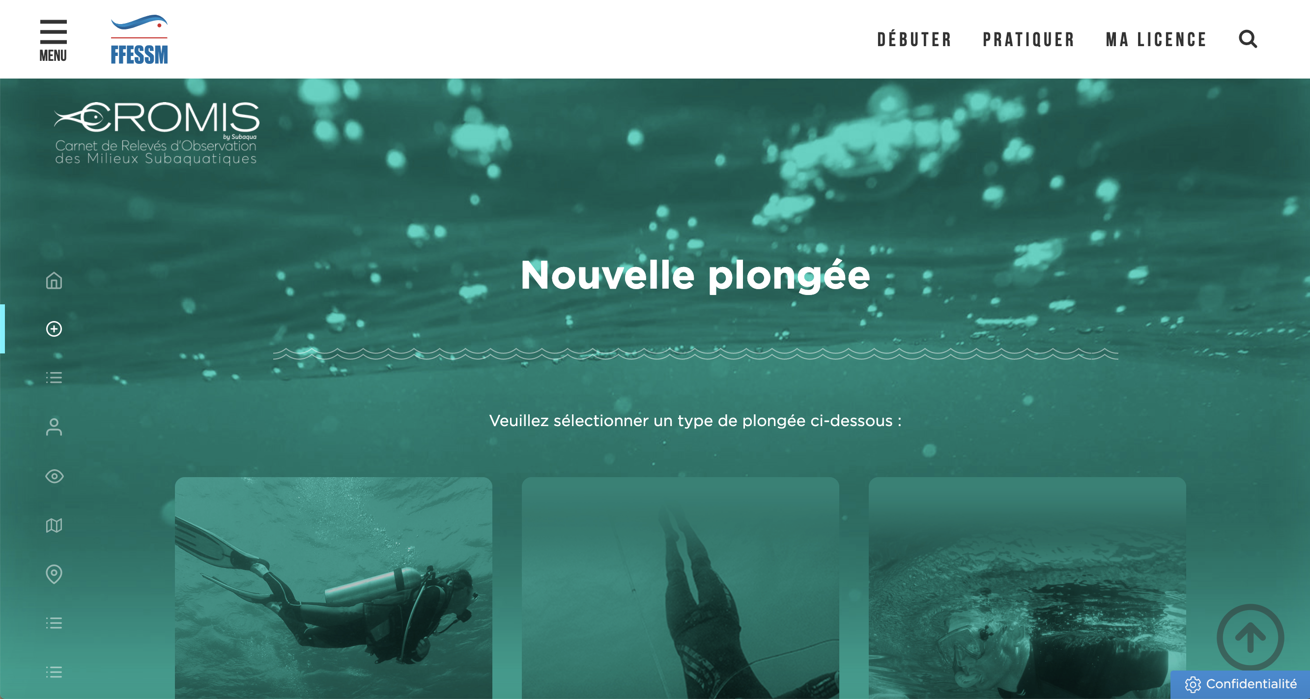 Ecran création de plongée CROMIS vert